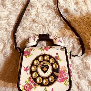 Rare Betsey Johnson rotary Phone Purse hummingbird hotline design phone works